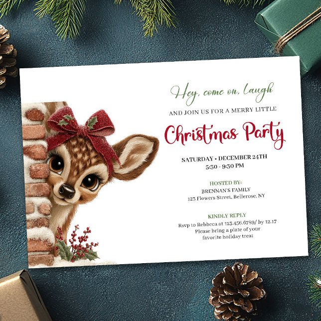 Stylish Baby Deer Cartoon Funny Watercolor Party  Inbjudningar (Stylish Baby Deer Cartoon Funny Watercolor Party Invitation

)