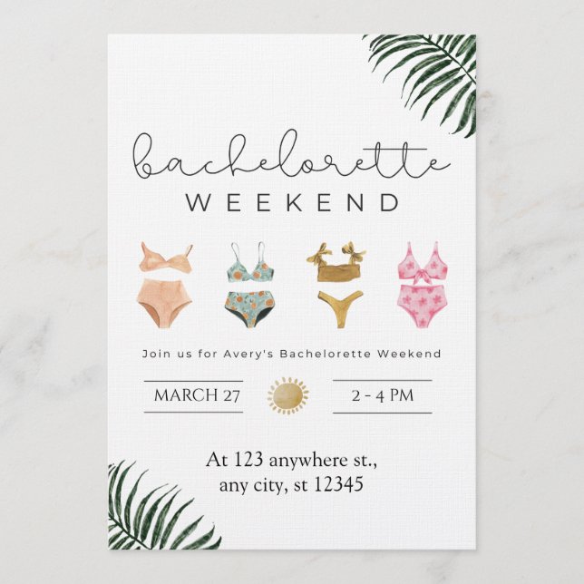 Stylish Bachelorette Weekend Getaway Invitation  Inbjudningar (Framsida)