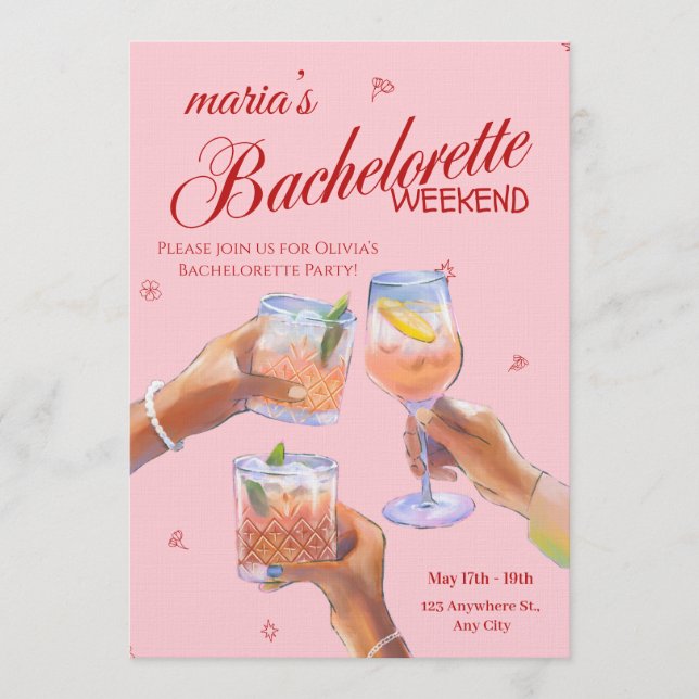 Stylish Bachelorette Weekend Invitation for Bride Inbjudningar (Framsida)