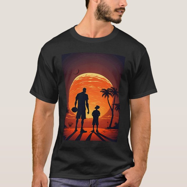 Stylish Basketball Enthusiasts Father and Son Play T Shirt (Framsida)