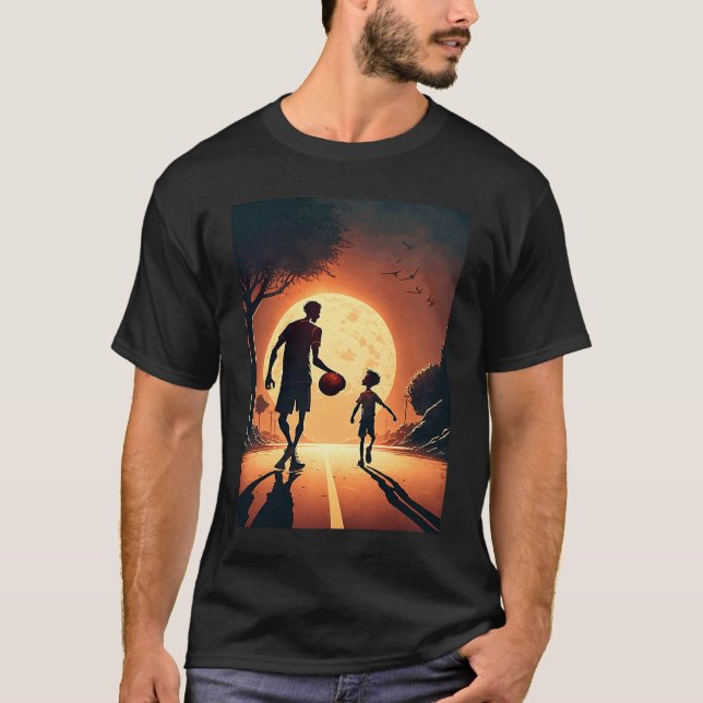 Stylish Basketball Enthusiasts Father and Son Play T Shirt (Framsida)