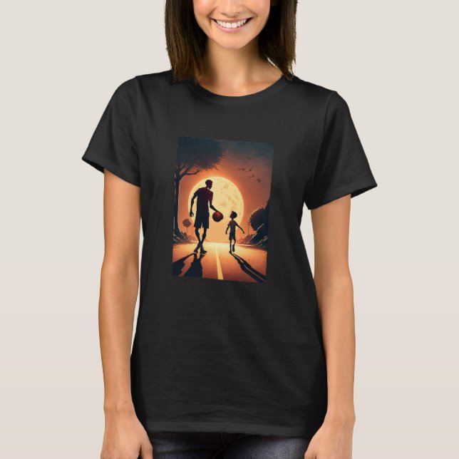 Stylish Basketball Enthusiasts Father and Son Play T Shirt (Framsida)