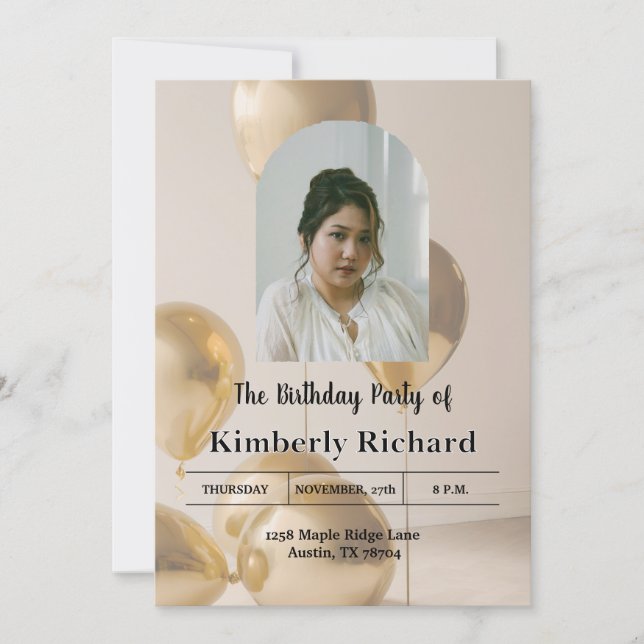 Stylish Birthday Invitation | Simple Custom Card Inbjudningar (Framsida)