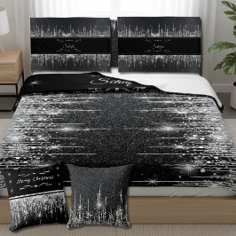 Stylish Black and Silver Sparkly Icicle Surname