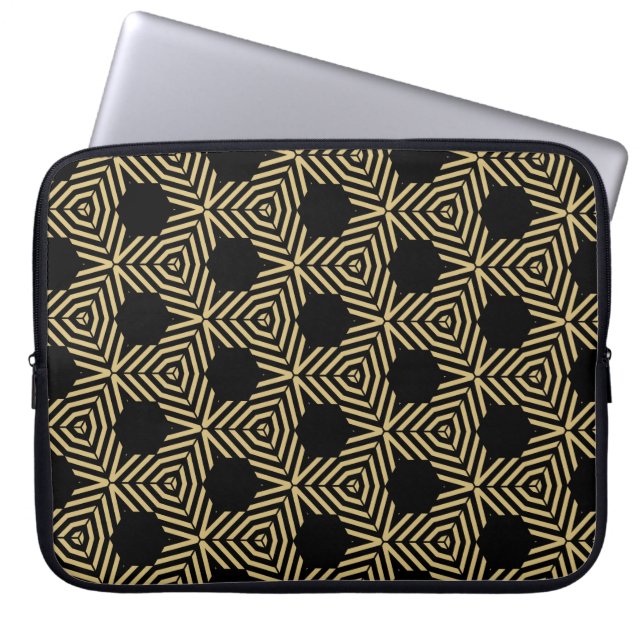 Stylish black and yellow hexagons laptop fodral (Framsidan)