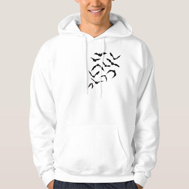 Stylish Black Bats Graphic – Minimalist Bat Art fo Hoodie (Framsida)