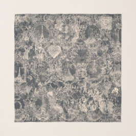 Stylish Black Paris Toile Design Sjal