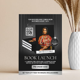 Stylish Black & Silver Author Book Launch Release Reklamblad