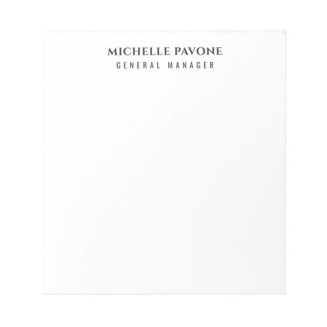Stylish Black & White Simple Plain Professional Anteckningsblock (Framsida)