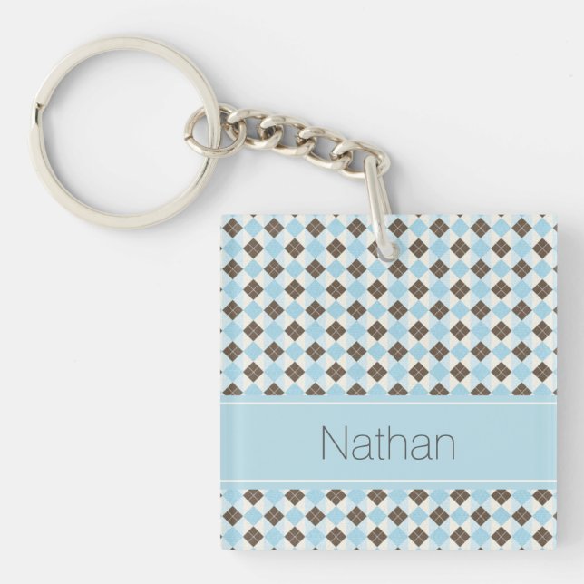 Stylish Blue and Brown Personalised Argyle Pattern (Framsidan)