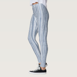 Stylish Blue Hand Painted Striped Yoga Exercise Leggings