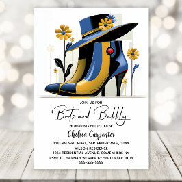 Stylish Boots and Bubbly Bridal Shower Inbjudningar