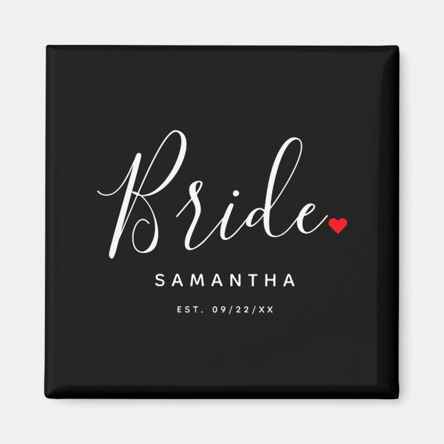 Stylish Bride Wedding T Shirt  Magnet (Framsidan)