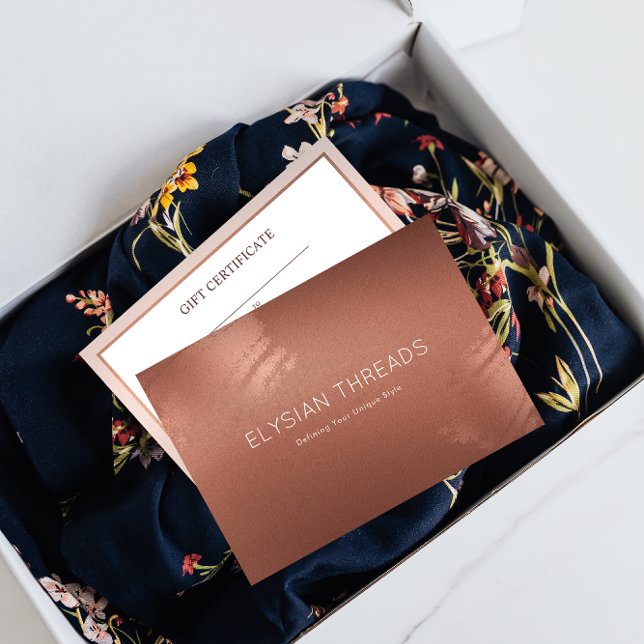 Stylish Bronze Business Gift Certificate Card Tack Kort (Stylish Bronze Business Gift Certificate Card)