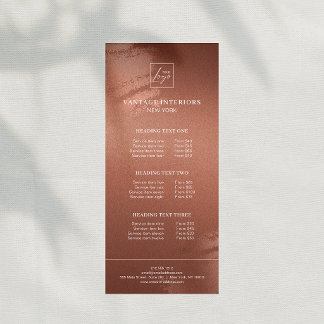Stylish Bronze Business Logo Price List Reklamkort