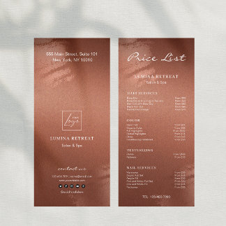 Stylish Bronze Business Logo Price List Reklamkort