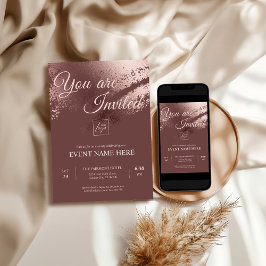 Stylish bronze editable special event invite inbjudningar