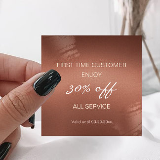Stylish Bronze Logo First Time Discount Card Fyrkantigt Visitkort