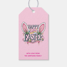 Stylish bunny ears pink Happy Easter