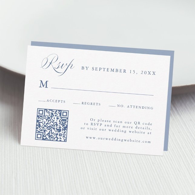 Stylish Calligraphy Script Wedding Dusty Blue OSA Kort (Skapare uppladdad)