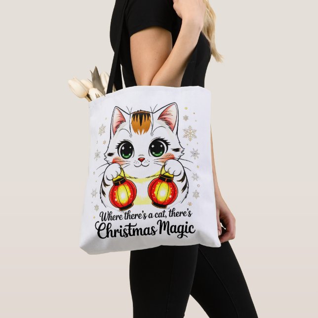 Stylish Cartoon Cat - Festive Lunar New Year Tygkasse (Närbild)