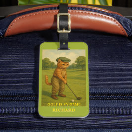 Stylish Cat Playing Golf Personalized  Bagagebricka