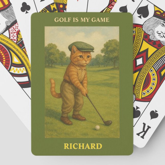 Stylish Cat Playing Golf Personalized Casinokort (Skapare uppladdad)