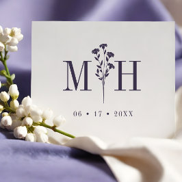 Stylish Chic Wedding Wildflowers Initials Monogram Stämpel
