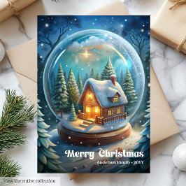 Stylish Christmas scene vintage holly greeting Julkort