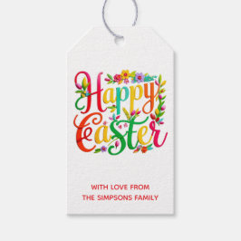 Stylish Colorful Floral Happy Easter Presentetikett