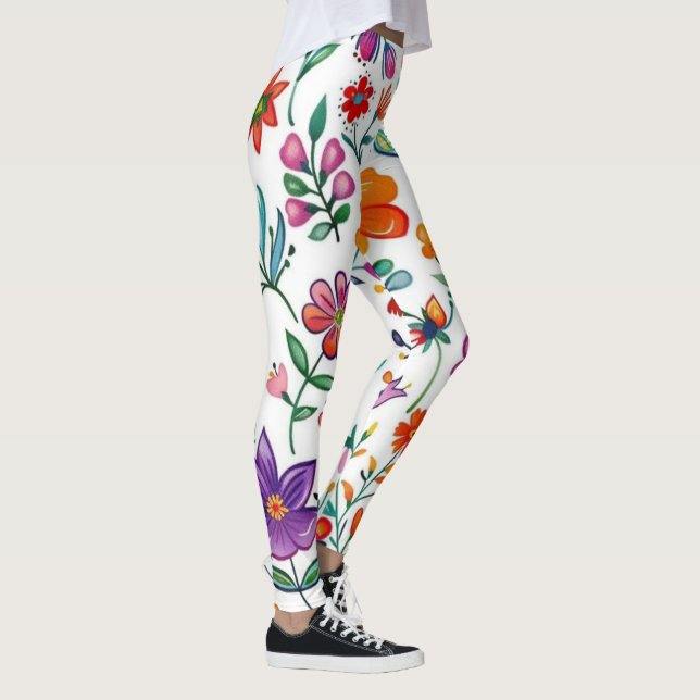 stylish colorful flowers pattern leggings (Höger)