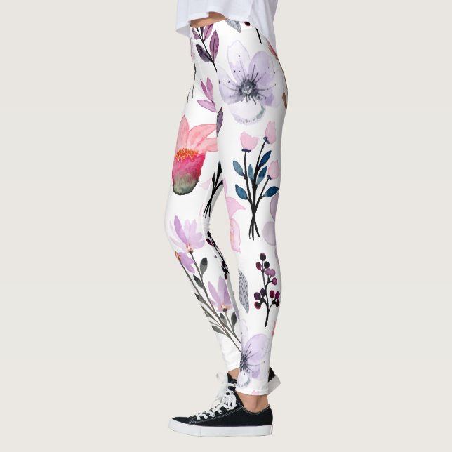 stylish colorful flowers pattern leggings (Vänster)