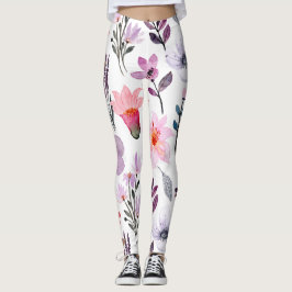 stylish colorful flowers pattern leggings