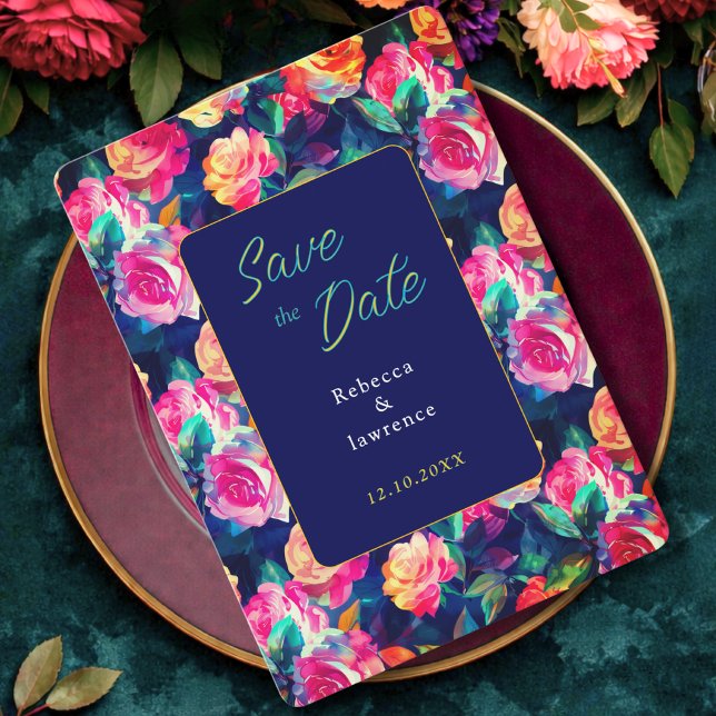 Stylish Colorful flowers wedding save the date (Skapare uppladdad)