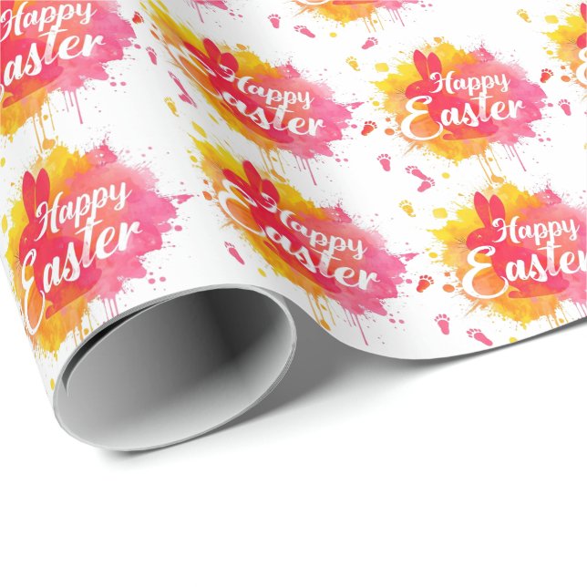 Stylish Colorful Spring Happy Easter Presentpapper (Rullad Hörn)