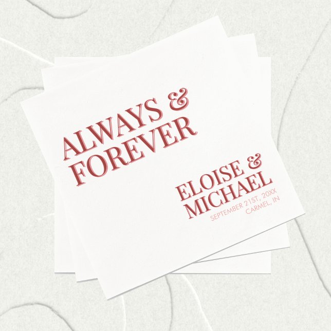 Stylish Contemporary Pink and Red Wedding Pappersservett (Stylish Contemporary Pink and Red Wedding Napkins)