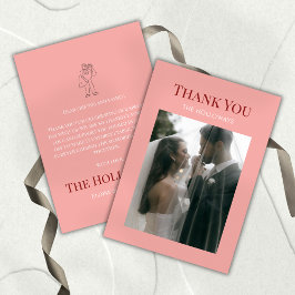 Stylish Contemporary Pink Flat Thank You Card Tack Kort