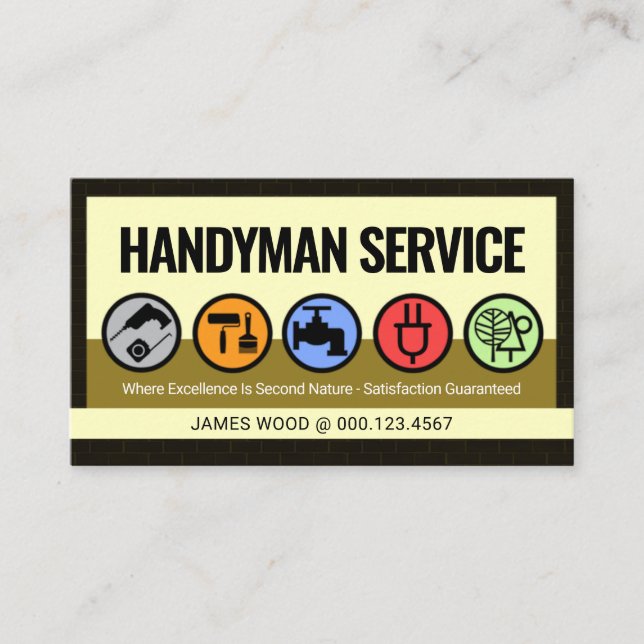 Stylish Creative Handyman Tools Icon Layer Visitkort (Framsida)