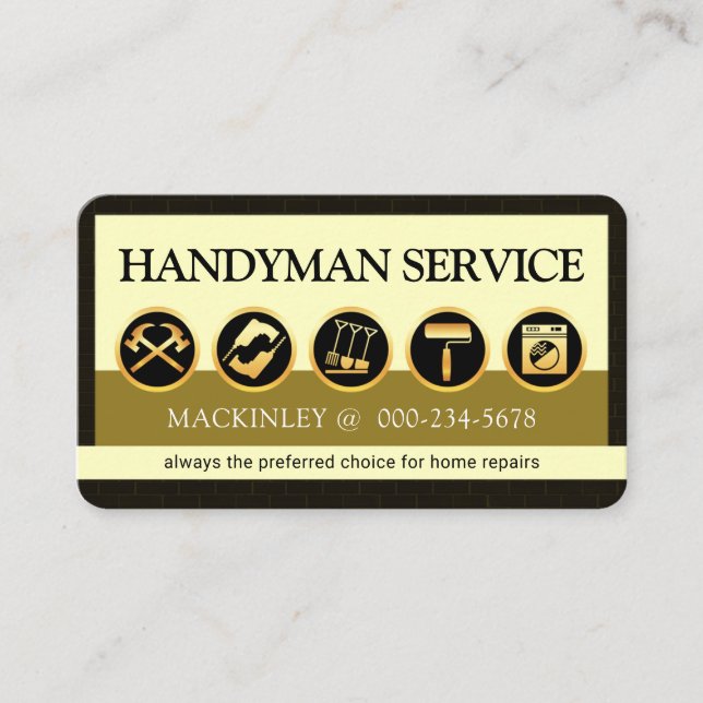 Stylish Creative Handyman Tools Icon Layer Visitkort (Framsida)