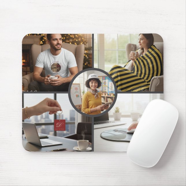 Stylish Custom Five Photo Personalized Mouse Pad Musmatta (Med mus)