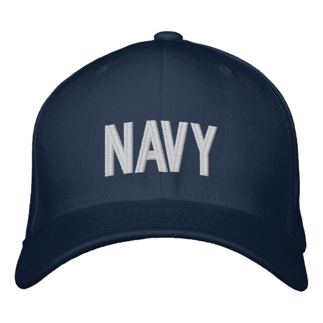 Stylish Custom NAVY Text Broderad Keps (Framsida)