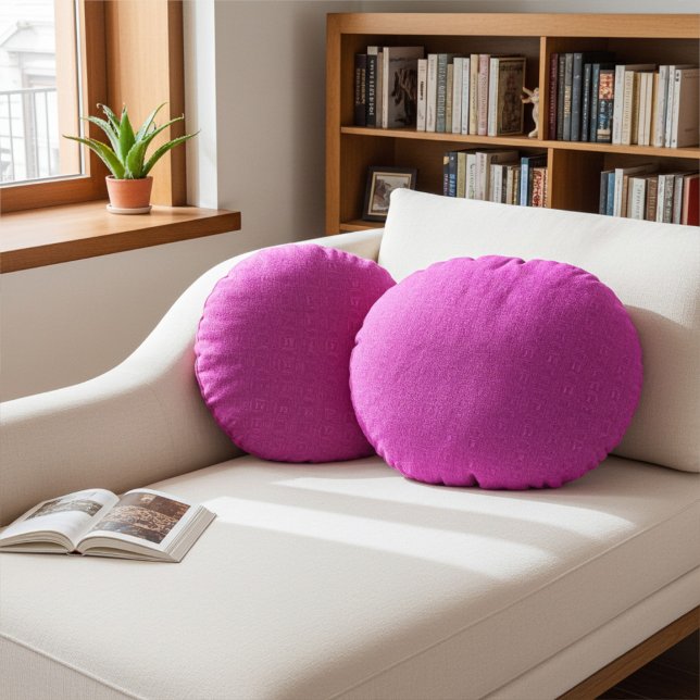 Stylish Cute and Elegant Abstract Hot Pink Pattern Rund Kudde (Skapare uppladdad)