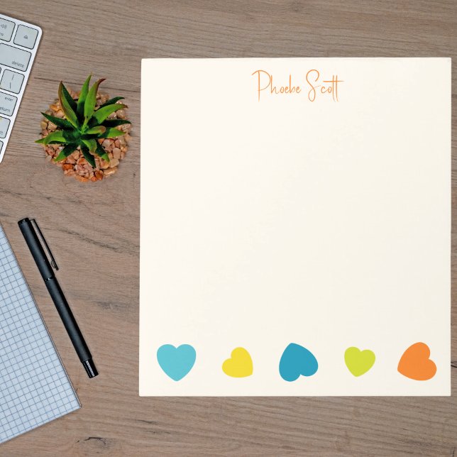 Stylish Cute Trendy Girly Simple Hearts Notepad  Anteckningsblock (Skapare uppladdad)