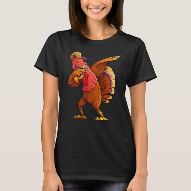 Stylish Dabbing Turkey Party   Thanksgiving T Shirt (Framsida)