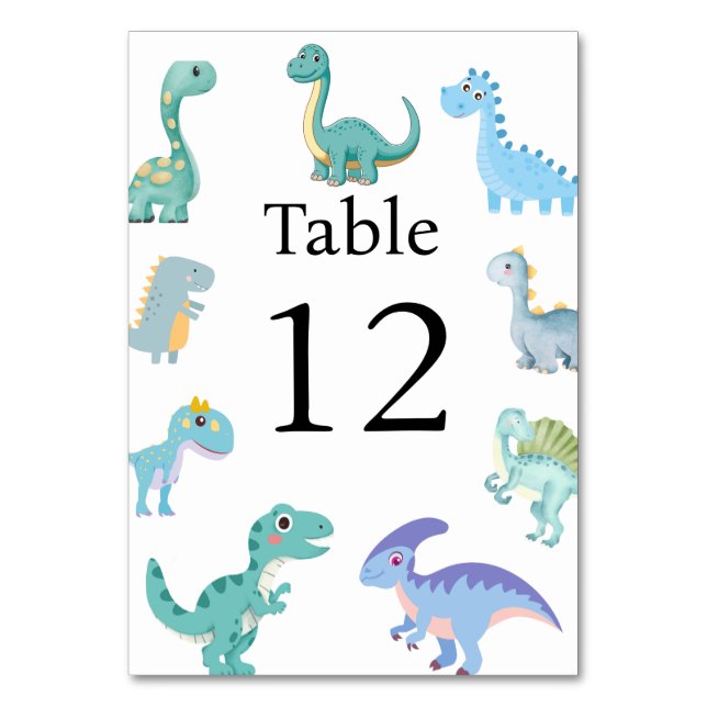 Stylish Dinosaur Baby Shower White Bordsnummer (Framsidan)
