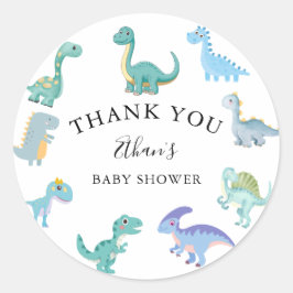 Stylish Dinosaur Baby Shower White Runt Klistermärke