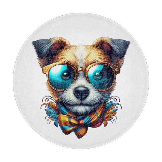 Stylish Dog With Glasses Colorful Modern Pet Art (Framsidan)