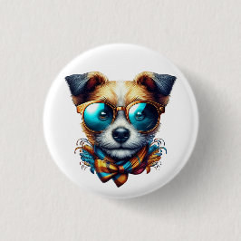 Stylish Dog With Glasses Colorful Modern Pet Art Knapp