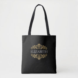 Stylish Elegant Monogram Black Gold Tygkasse