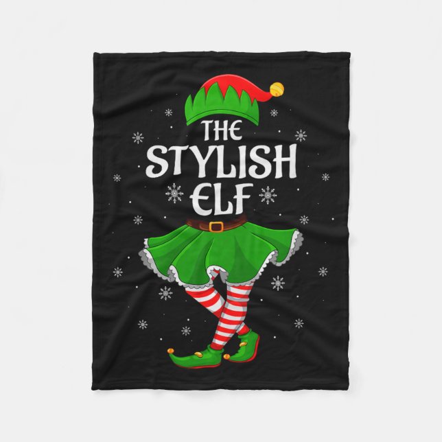 Stylish Elf Christmas Family Girls Women Elf Squad Fleecefilt (Framsidan)